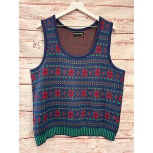 DEMETRE Men's / Unisex Pure Virgin Wool Fair Isle Sweater Vest VTG